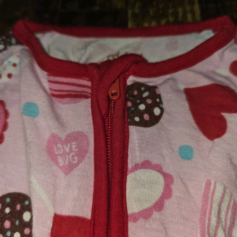 Little Sleepies Baby Girls 3-6 Months Pink Love Hearts Footie Sleeper PJs